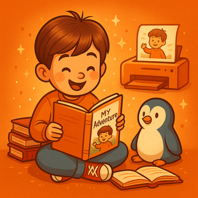 Enfant lisant l’histoire personnalisée